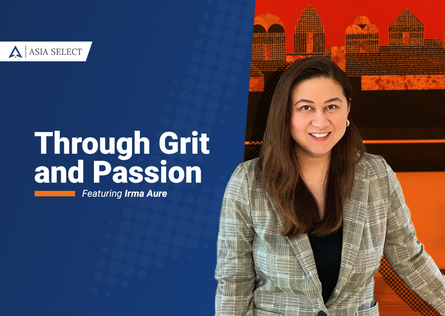 Irma Aure of Cemex with text through grit and passion